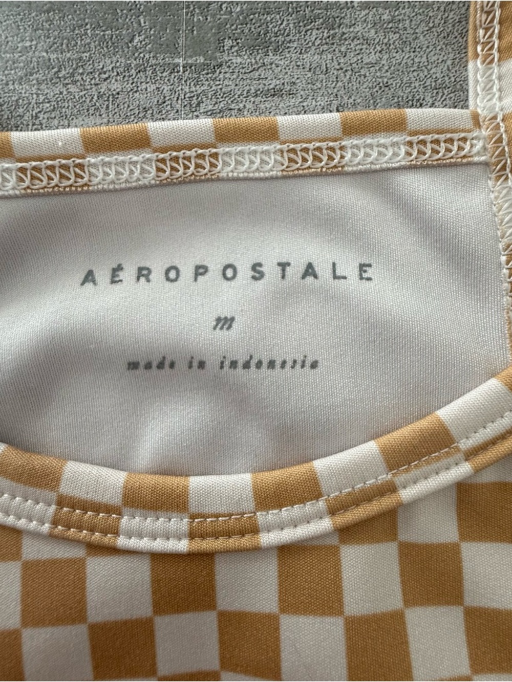 Aeropostale Checkerboard 2 Piece Tennis Skort/Tank Tan White Size Medium - Picture 7 of 11